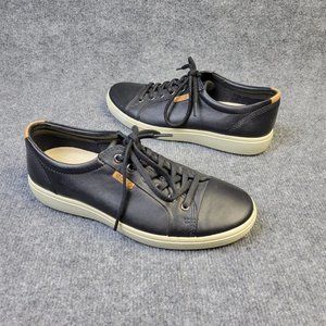ECCO Mens Black Leather Shoes 6.5 Sneakers Danish Design Extra Width Black Shoes